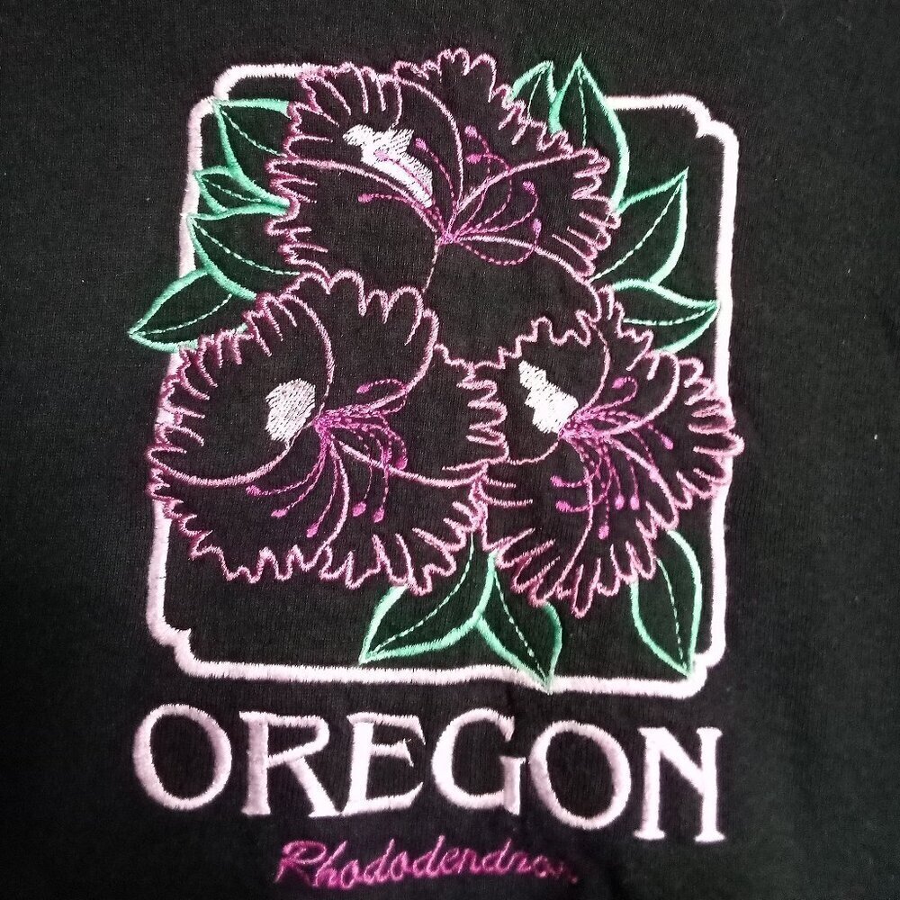 Vintage Oregon Rhododendron Embroidered Crewneck Sweatshirt